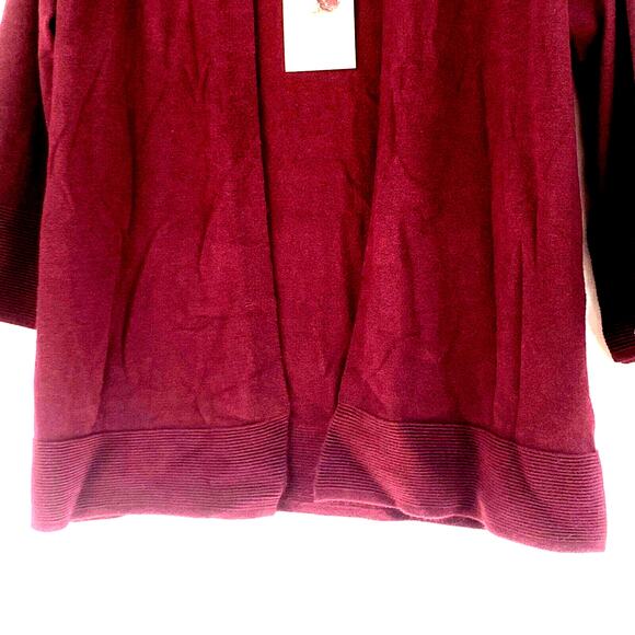 Evolution By Cyrus Myna Cardigan Women Small Burgundy Red Open Front Long Sleeve - Picture 4 of 10